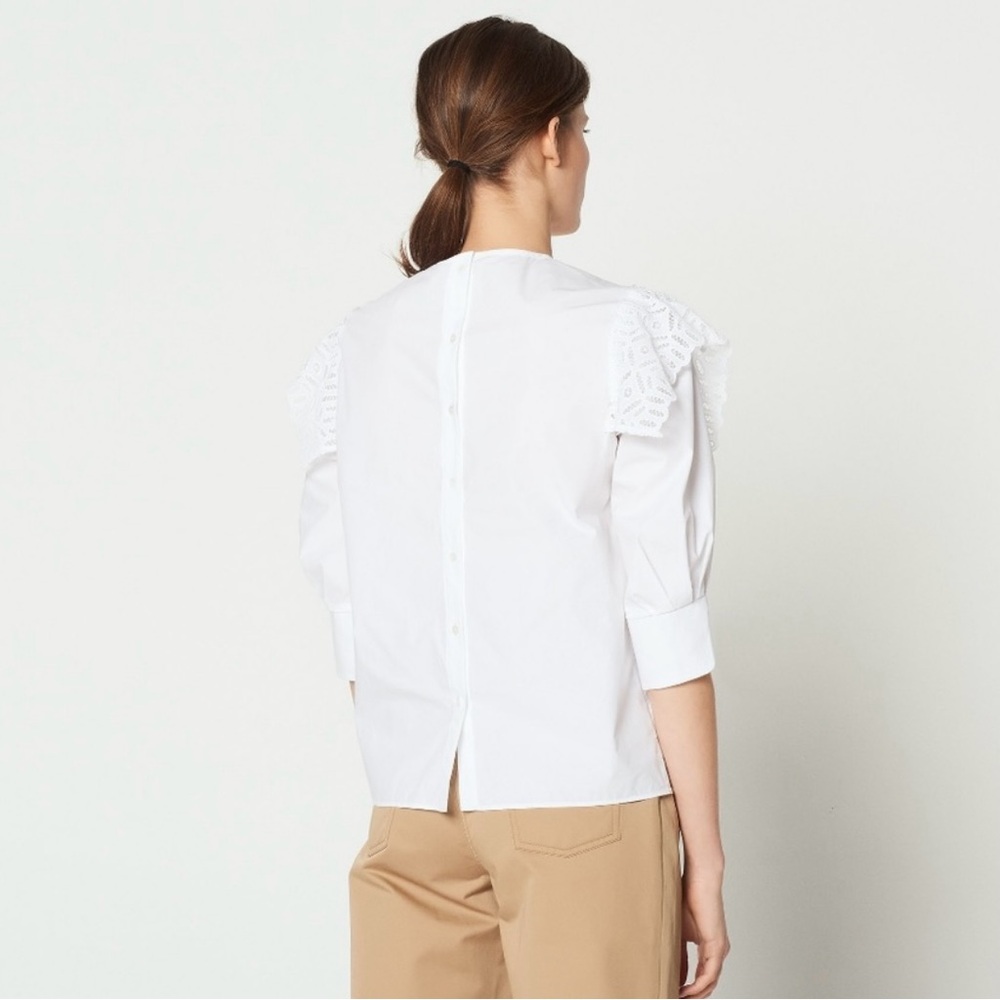 Sandro Lace Cotton Blouse, M - Picture 2 of 9
